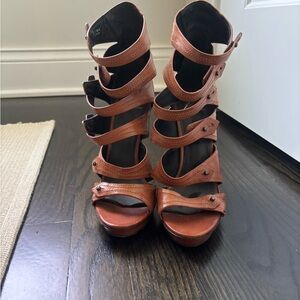 Brian Atwood Brown Strappy Heels
